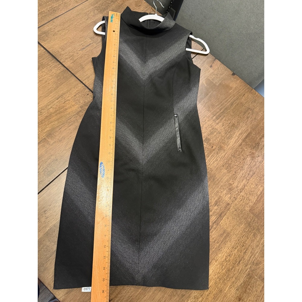 Antonio Melani Black Silver Metallic Chevron Sleeveless Sheath Dress Size 4 - Picture 5 of 6